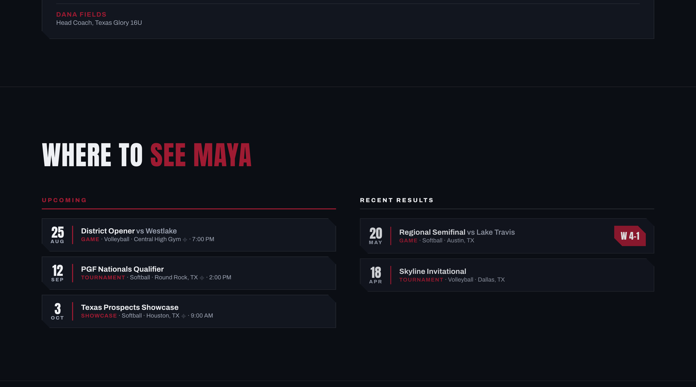 Coaches Know Where They'll Be — live profile screenshot