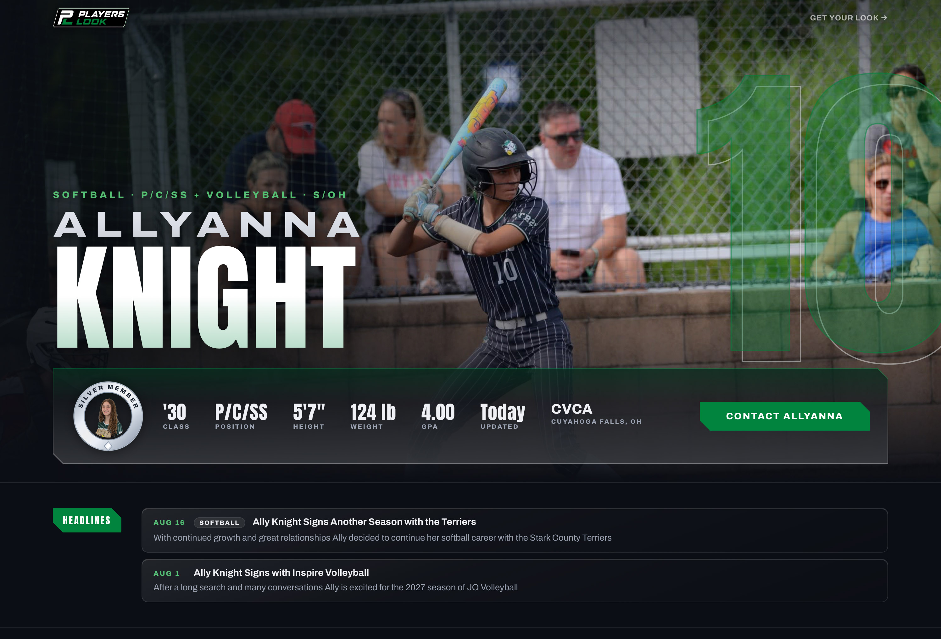 Allyanna Knight's Players Look — verified stats, growth trends, film and a coach testimonial on one page
